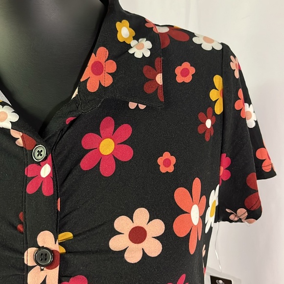 NWT No Boundaries Multicolor Floral Print Button Front Shirt Dress - Picture 6 of 16